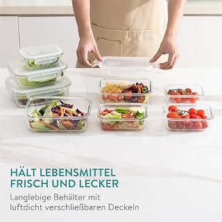 Navaris 8er Set Glasbehälter mit Deckel – Ansicht 2