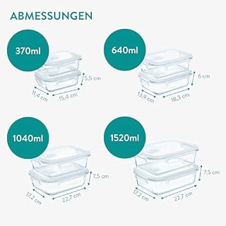 Navaris 8er Set Glasbehälter mit Deckel – Ansicht 5