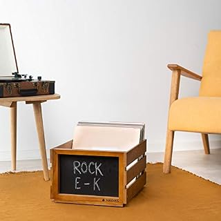 Navaris Holz Schallplatten Kiste mit Kreidetafel – Ansicht 2