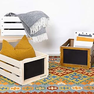 Navaris Holz Schallplatten Kiste mit Kreidetafel – Ansicht 5