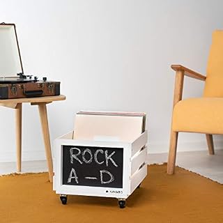 Navaris Holz Schallplatten Kiste mit Kreidetafel – Ansicht 2