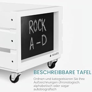 Navaris Holz Schallplatten Kiste mit Kreidetafel – Ansicht 3