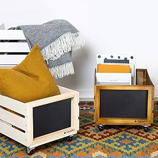 Navaris Holz Schallplatten Kiste mit Kreidetafel – Ansicht 5