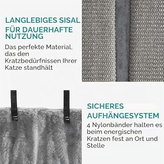 Navaris Kratzbaum für Katzen zur Wandmontage, 2er Set, Grau – Ansicht 3