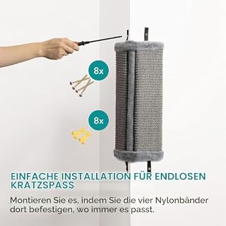 Navaris Kratzbaum für Katzen zur Wandmontage, 2er Set, Grau – Ansicht 5
