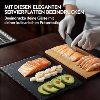Navaris Schiefer Teller Platzset 8-teilig inkl. Kreide – Ansicht 2