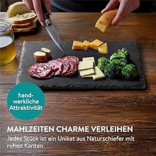 Navaris Schiefer Teller Platzset 8-teilig inkl. Kreide – Ansicht 3