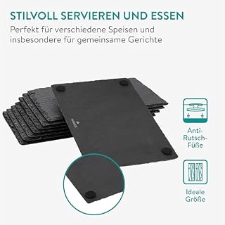 Navaris Schiefer Teller Platzset 8-teilig inkl. Kreide – Ansicht 4