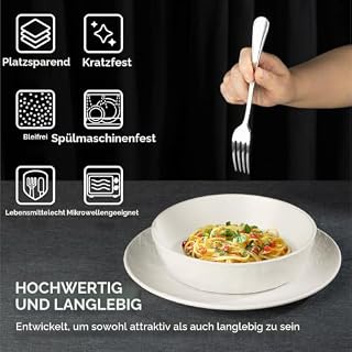 Navaris Steingut Geschirr Set 4 Personen (16 Teile) – Ansicht 3
