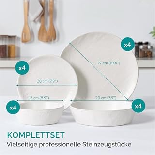 Navaris Steingut Geschirr Set 4 Personen (16 Teile) – Ansicht 4