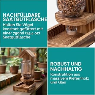 Navaris Vogelhaus – Futterspender mit Glasflasche – Ansicht 3