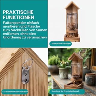 Navaris Vogelhaus – Futterspender mit Glasflasche – Ansicht 4