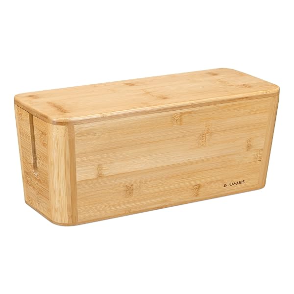 Navaris Bambus Kabelbox mit Deckel