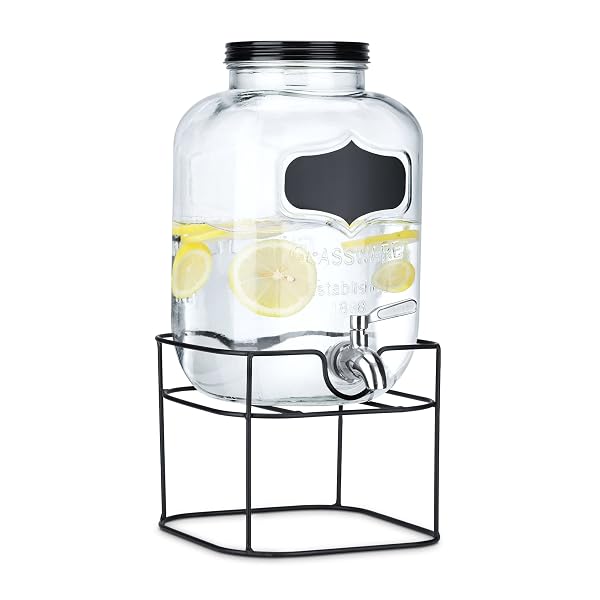 Navaris Getränkespender 5 Liter aus Glas