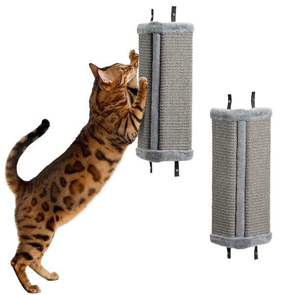 Navaris Kratzbaum für Katzen zur Wandmontage, 2er Set, Grau