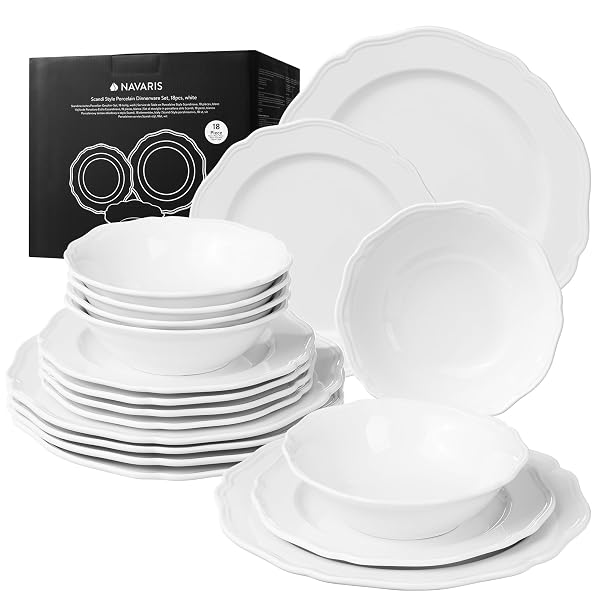 Navaris Scandi Stil Porzellan Geschirrset 6 Personen